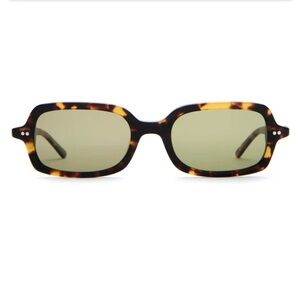 Crap Eyewear Cassette Tortoiseshell Rectangle Sunglasses with Green Lenses